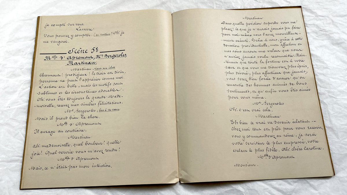 Late 19th - 28 Pages Handwritten French Theatrical Play Script Manuscript - Vintage Drama Performance Copy - Document from Parisan Publisher