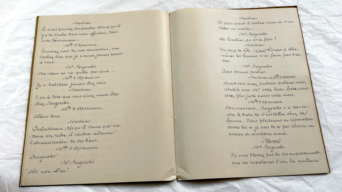 Late 19th - 28 Pages Handwritten French Theatrical Play Script Manuscript - Vintage Drama Performance Copy - Document from Parisan Publisher