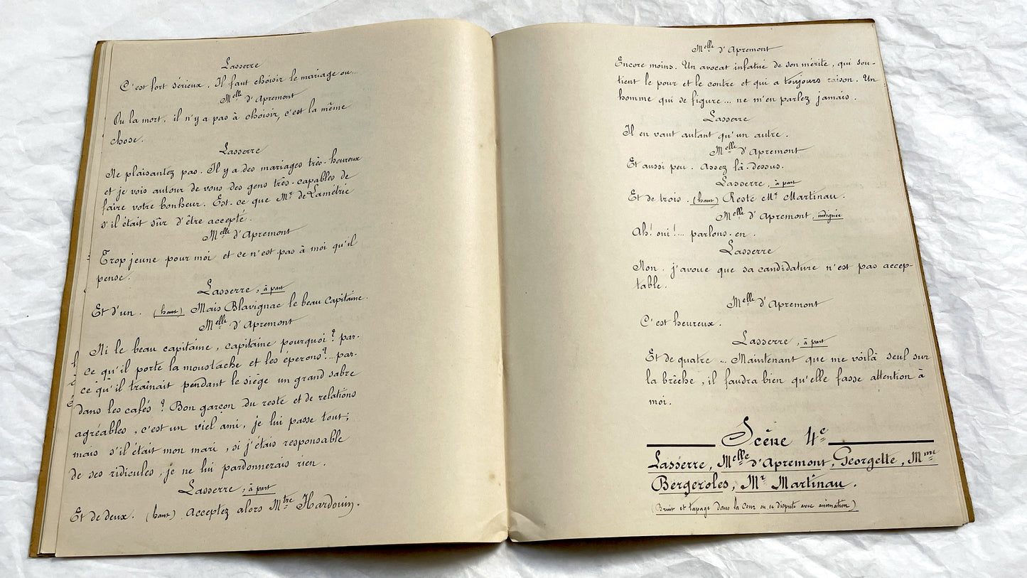 Late 19th - 33 Pages French Theatrical Play Manuscript - Vintage Handwritten Drama Script - French Historical Document