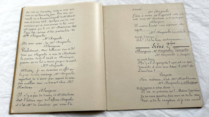 Late 19th - 26 Pages French Play Script Manuscript - Handwritten Theatrical Drama Dialogue - Vintage Parisian Theatre Document