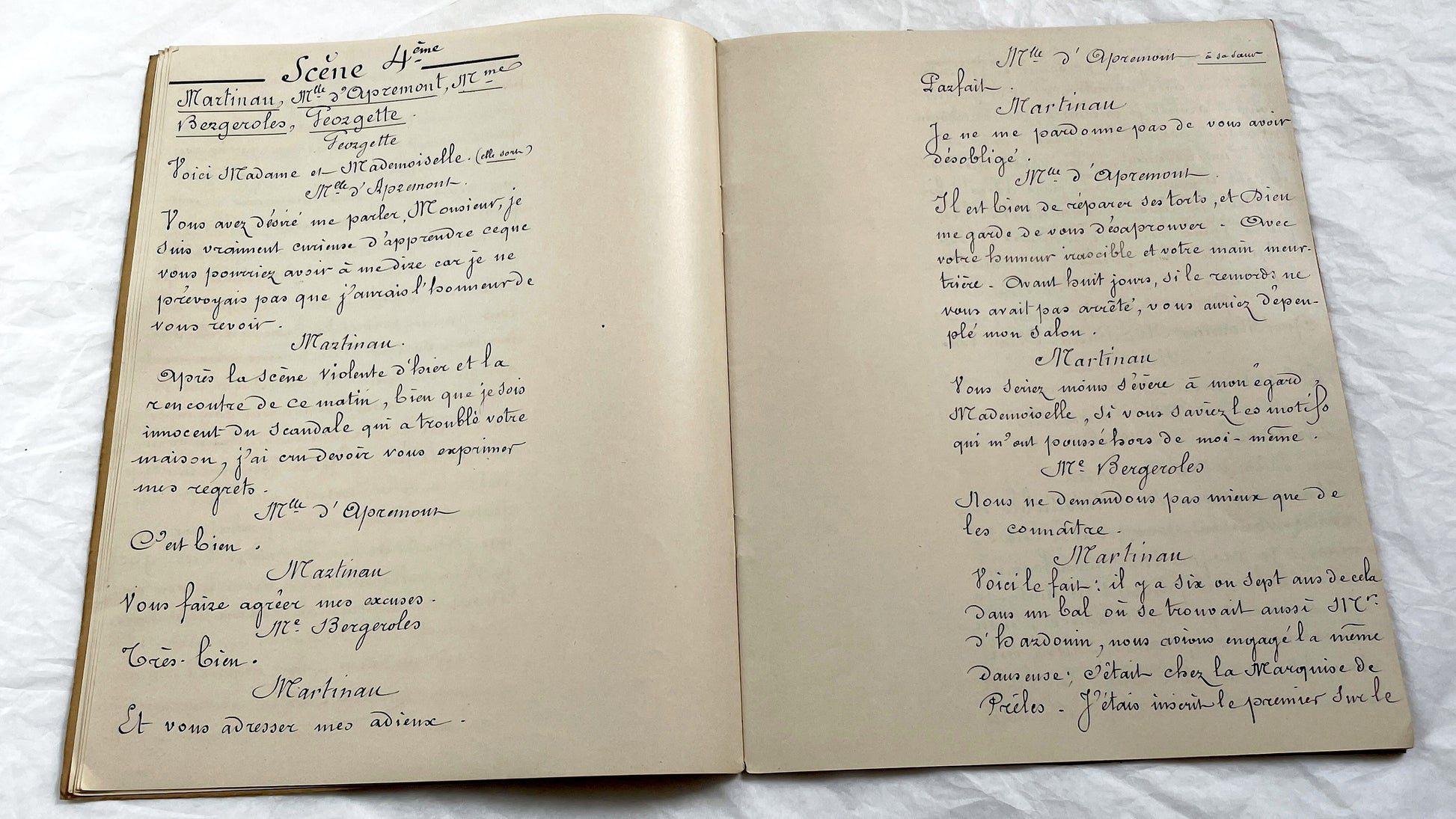 Late 19th - 26 Pages French Play Script Manuscript - Handwritten Theatrical Drama Dialogue - Vintage Parisian Theatre Document
