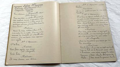 Late 19th - 26 Pages French Play Script Manuscript - Handwritten Theatrical Drama Dialogue - Vintage Parisian Theatre Document
