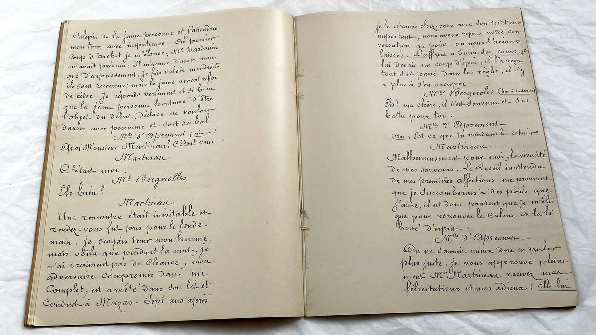 Late 19th - 26 Pages French Play Script Manuscript - Handwritten Theatrical Drama Dialogue - Vintage Parisian Theatre Document
