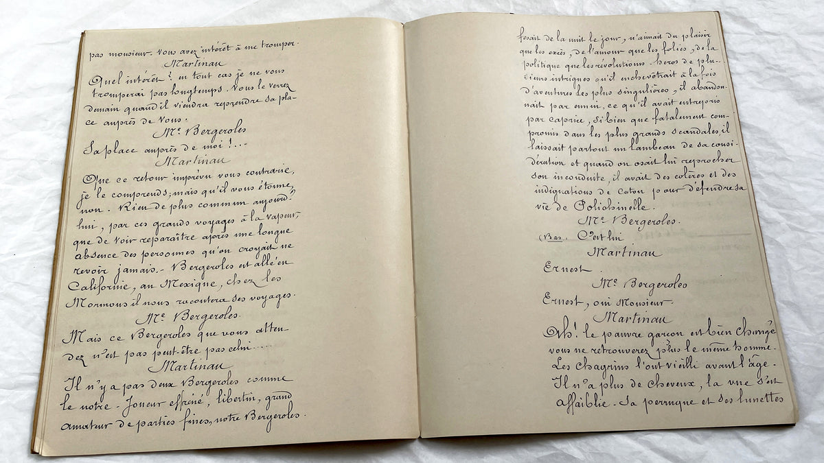 Late 19th - 26 Pages French Play Script Manuscript - Handwritten Theatrical Drama Dialogue - Vintage Parisian Theatre Document