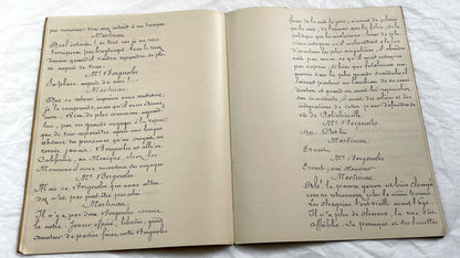 Late 19th - 26 Pages French Play Script Manuscript - Handwritten Theatrical Drama Dialogue - Vintage Parisian Theatre Document