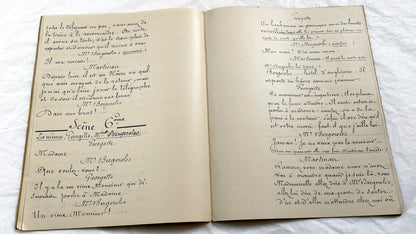 Late 19th - 26 Pages French Play Script Manuscript - Handwritten Theatrical Drama Dialogue - Vintage Parisian Theatre Document