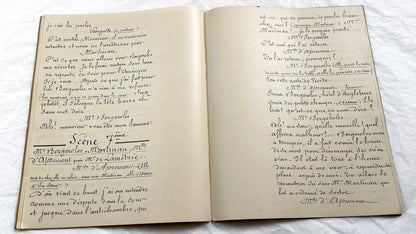 Late 19th - 26 Pages French Play Script Manuscript - Handwritten Theatrical Drama Dialogue - Vintage Parisian Theatre Document