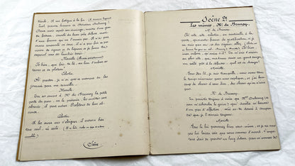 Late 19th - 34 Pages French Theatrical Play Script Manuscript - Antique Handwritten French Play Draft - Vintage Parisian Drama Copy