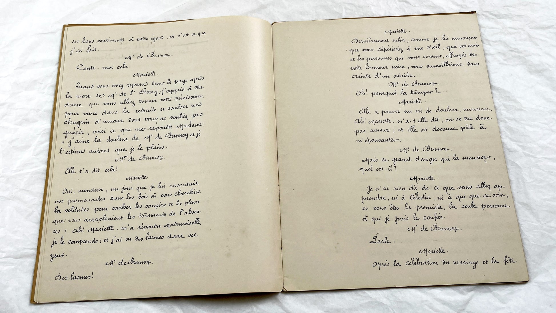 Late 19th - 34 Pages French Theatrical Play Script Manuscript - Antique Handwritten French Play Draft - Vintage Parisian Drama Copy