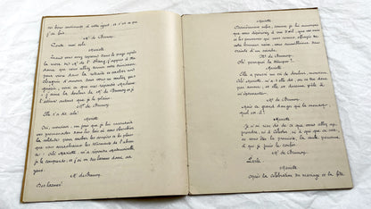 Late 19th - 34 Pages French Theatrical Play Script Manuscript - Antique Handwritten French Play Draft - Vintage Parisian Drama Copy