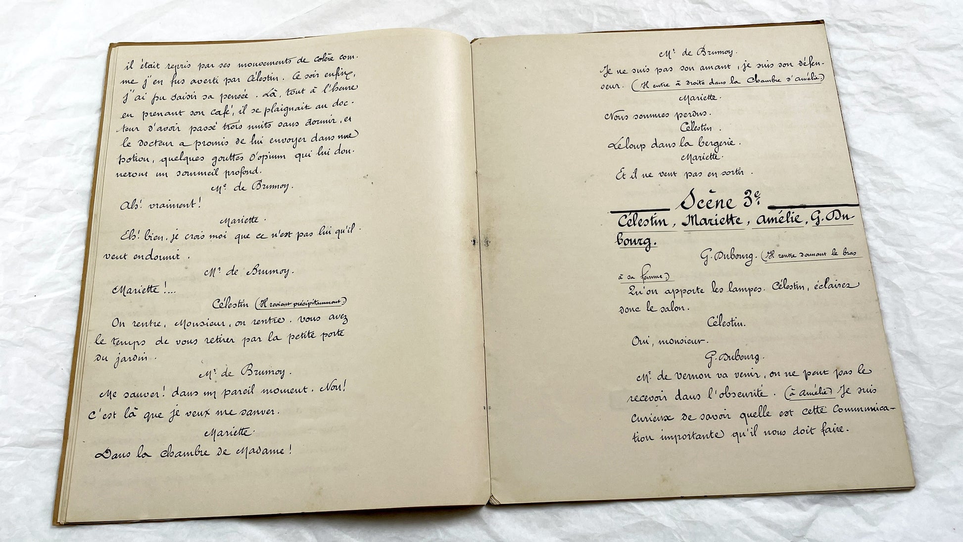 Late 19th - 34 Pages French Theatrical Play Script Manuscript - Antique Handwritten French Play Draft - Vintage Parisian Drama Copy