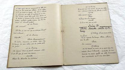 Late 19th - 34 Pages French Theatrical Play Script Manuscript - Antique Handwritten French Play Draft - Vintage Parisian Drama Copy