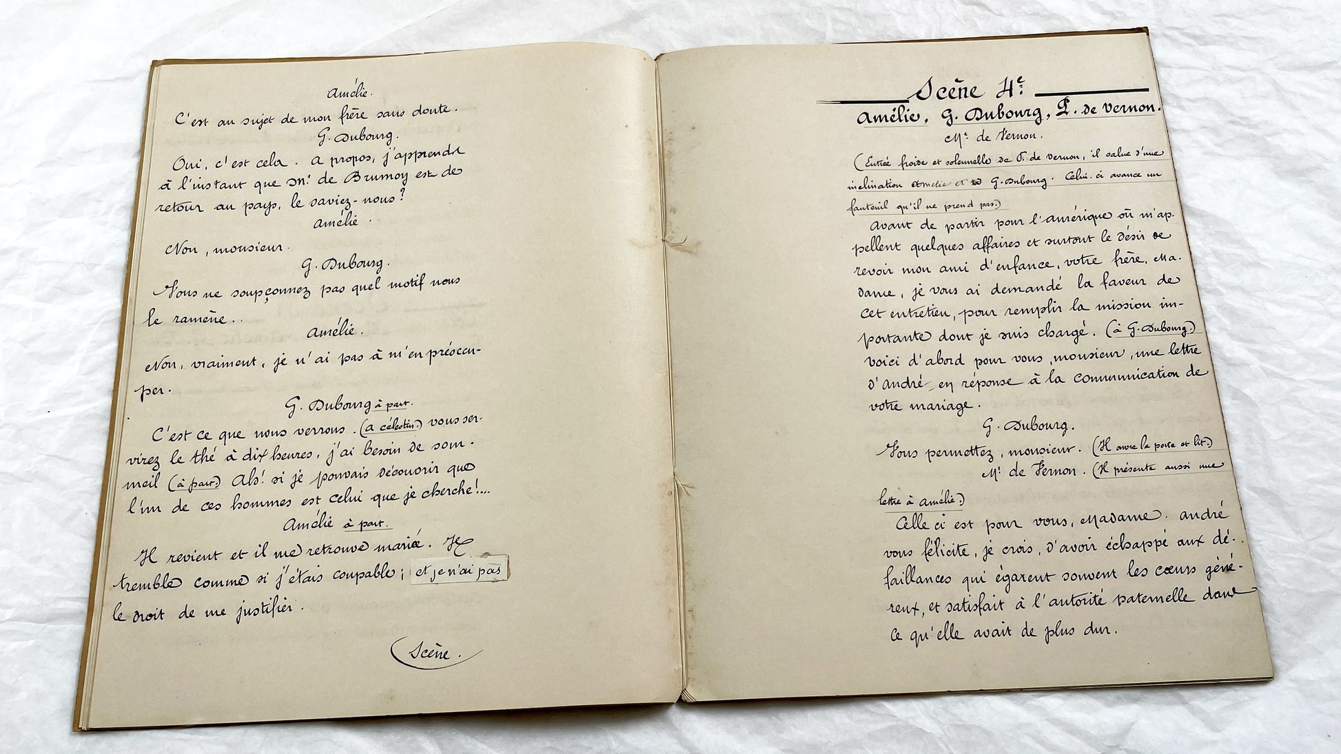 Late 19th - 34 Pages French Theatrical Play Script Manuscript - Antique Handwritten French Play Draft - Vintage Parisian Drama Copy