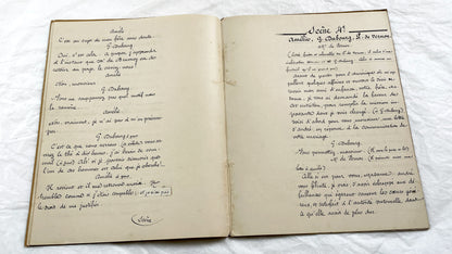 Late 19th - 34 Pages French Theatrical Play Script Manuscript - Antique Handwritten French Play Draft - Vintage Parisian Drama Copy