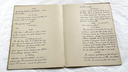 Late 19th - 34 Pages French Theatrical Play Script Manuscript - Antique Handwritten French Play Draft - Vintage Parisian Drama Copy