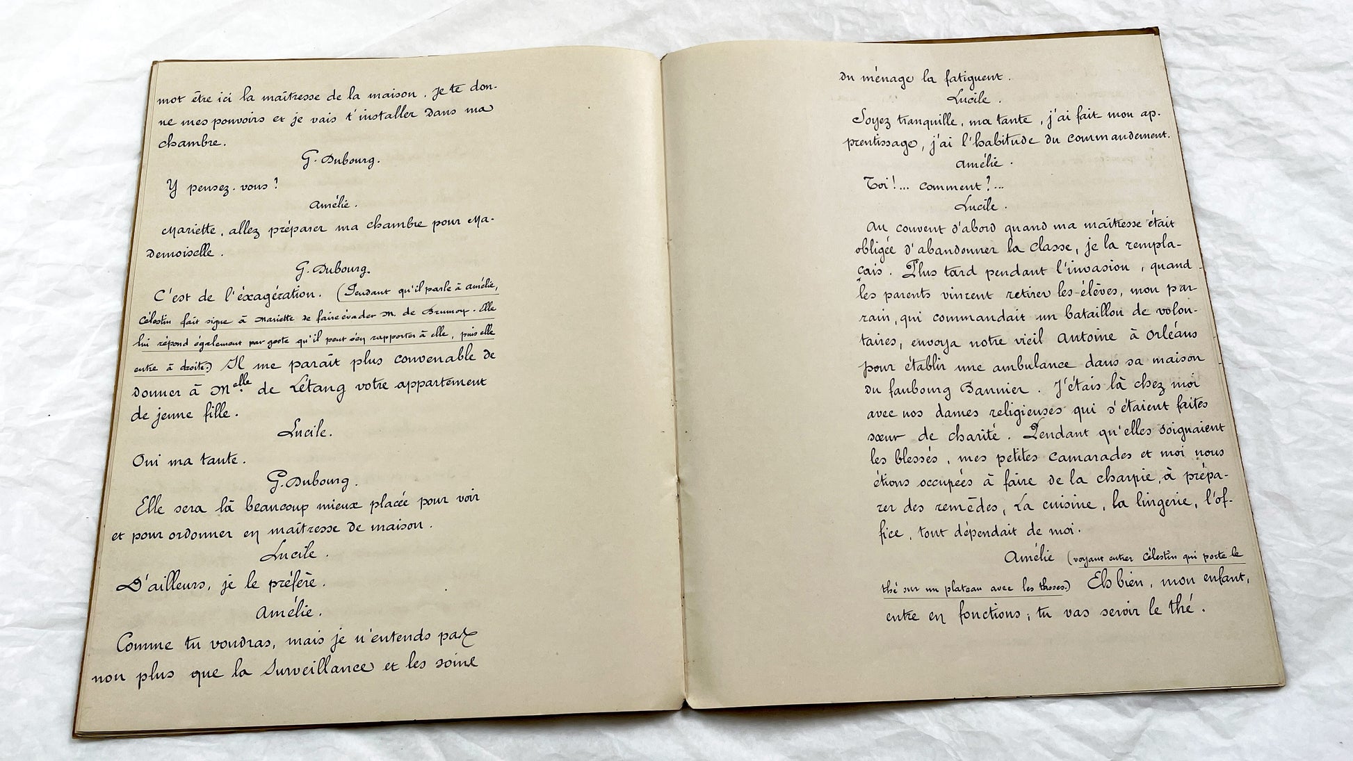 Late 19th - 34 Pages French Theatrical Play Script Manuscript - Antique Handwritten French Play Draft - Vintage Parisian Drama Copy