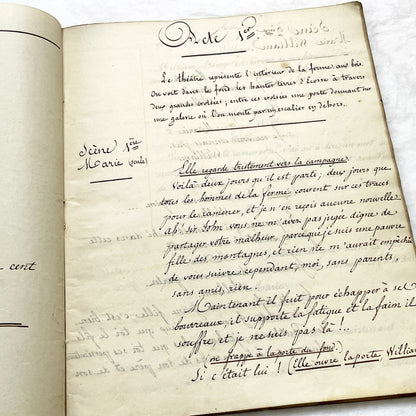 Late 19th - 82 Pages Handwritten French Play Manuscript - Historical Theater Script - Antique Literary Work - Original French Document.