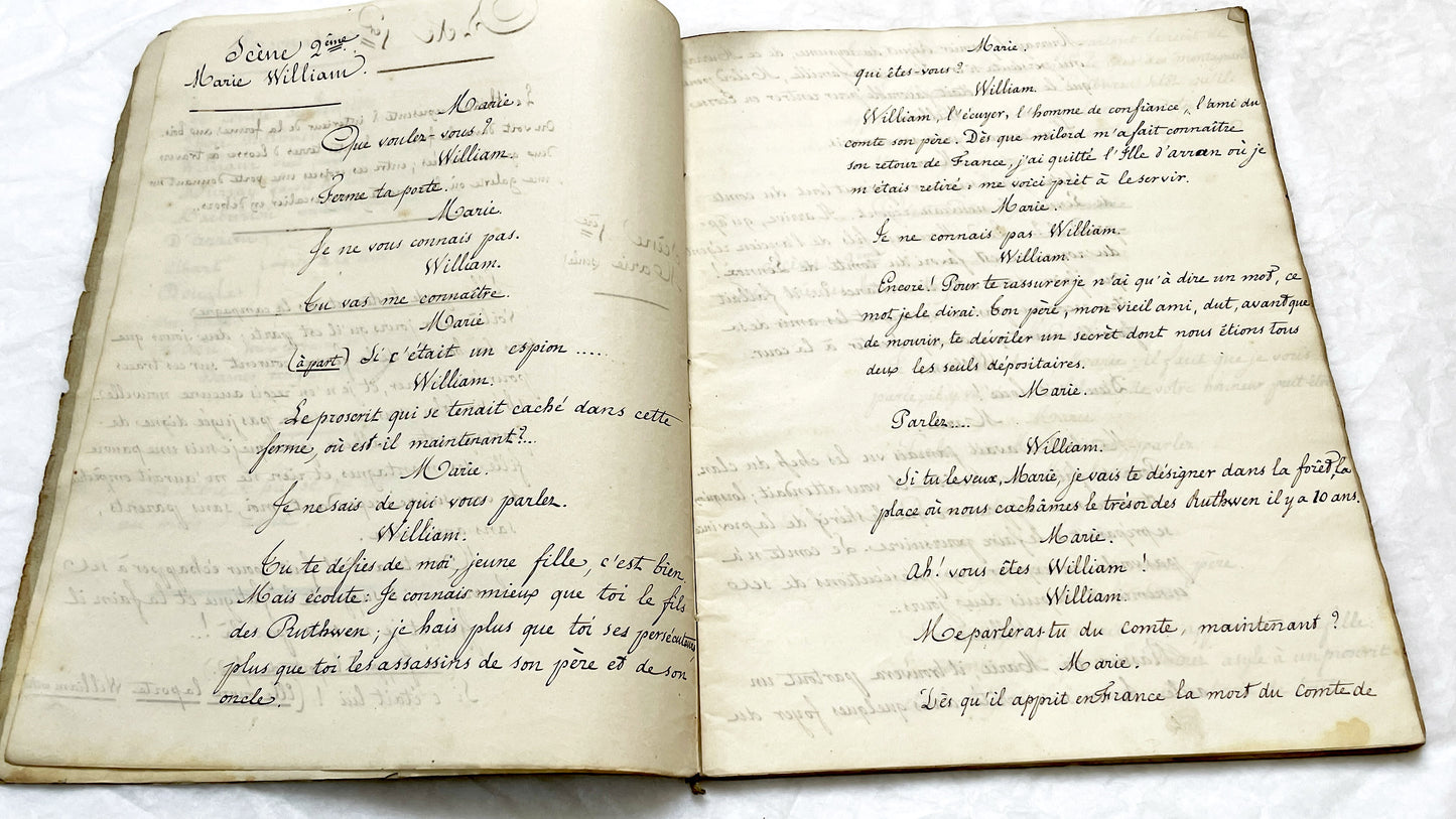 Late 19th - 82 Pages Handwritten French Play Manuscript - Historical Theater Script - Antique Literary Work - Original French Document.