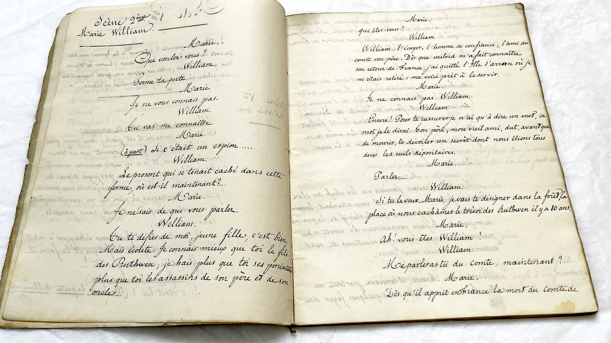 Late 19th - 82 Pages Handwritten French Play Manuscript - Historical Theater Script - Antique Literary Work - Original French Document.