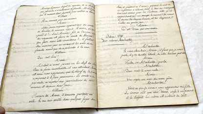 Late 19th - 82 Pages Handwritten French Play Manuscript - Historical Theater Script - Antique Literary Work - Original French Document.