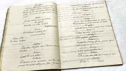 Late 19th - 82 Pages Handwritten French Play Manuscript - Historical Theater Script - Antique Literary Work - Original French Document.