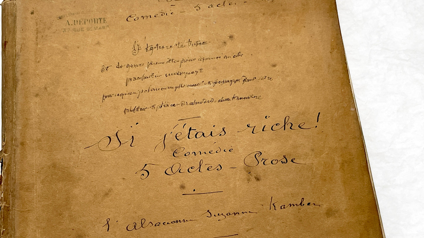 1910s - 140 Pages French Handwritten Play Script - Original Theatre Manuscript - Late 19th Century Comedy Drama - Suzanne Kamber