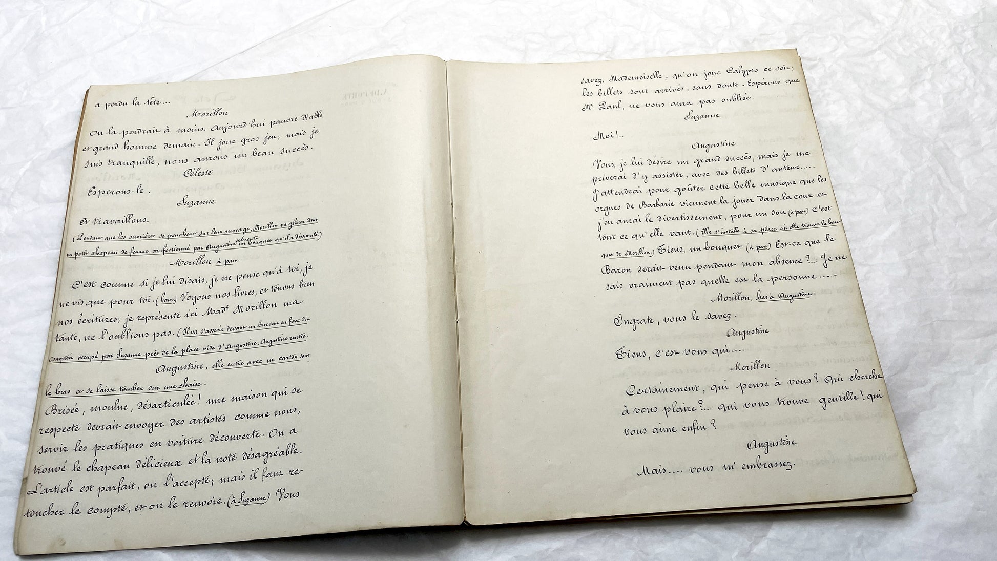 1910s - 140 Pages French Handwritten Play Script - Original Theatre Manuscript - Late 19th Century Comedy Drama - Suzanne Kamber