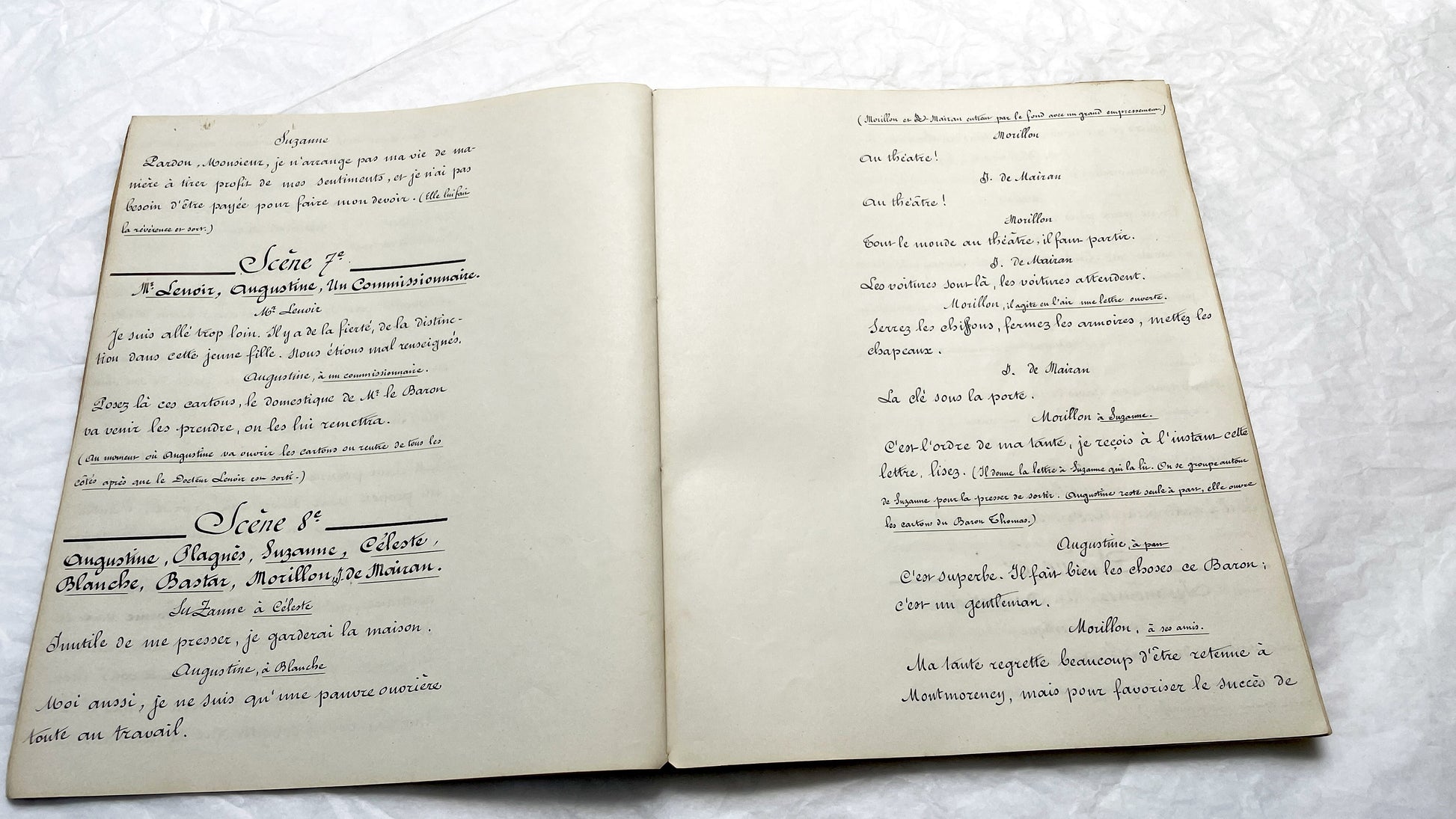 1910s - 140 Pages French Handwritten Play Script - Original Theatre Manuscript - Late 19th Century Comedy Drama - Suzanne Kamber