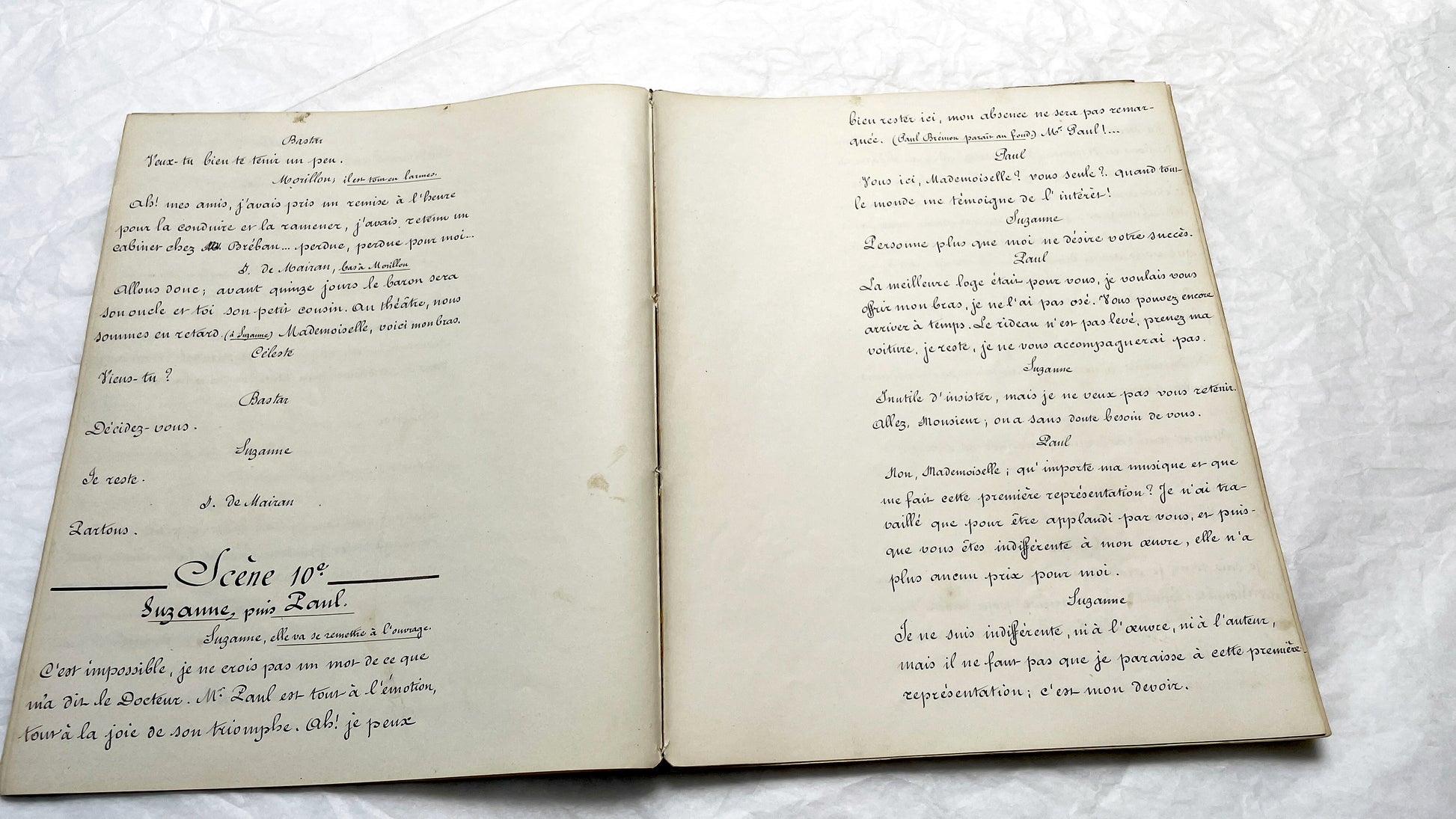 1910s - 140 Pages French Handwritten Play Script - Original Theatre Manuscript - Late 19th Century Comedy Drama - Suzanne Kamber