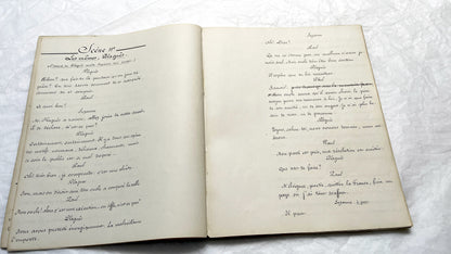 1910s - 140 Pages French Handwritten Play Script - Original Theatre Manuscript - Late 19th Century Comedy Drama - Suzanne Kamber