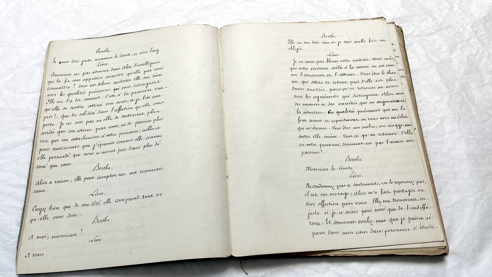 Late 19th - 150 Pages Original French Play Manuscript - L'Amie de Pension - Hand-Copied Theatrical Script - Historic Comedy in Prose