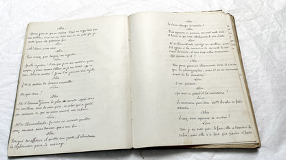 Late 19th - 150 Pages Original French Play Manuscript - L'Amie de Pension - Hand-Copied Theatrical Script - Historic Comedy in Prose