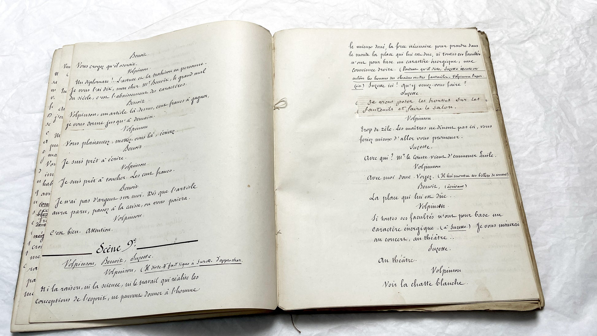 Late 19th - 150 Pages Original French Play Manuscript - L'Amie de Pension - Hand-Copied Theatrical Script - Historic Comedy in Prose