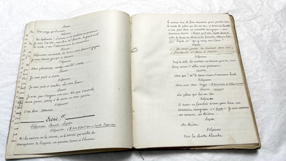 Late 19th - 150 Pages Original French Play Manuscript - L'Amie de Pension - Hand-Copied Theatrical Script - Historic Comedy in Prose