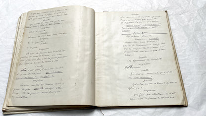 Late 19th - 150 Pages Original French Play Manuscript - L'Amie de Pension - Hand-Copied Theatrical Script - Historic Comedy in Prose