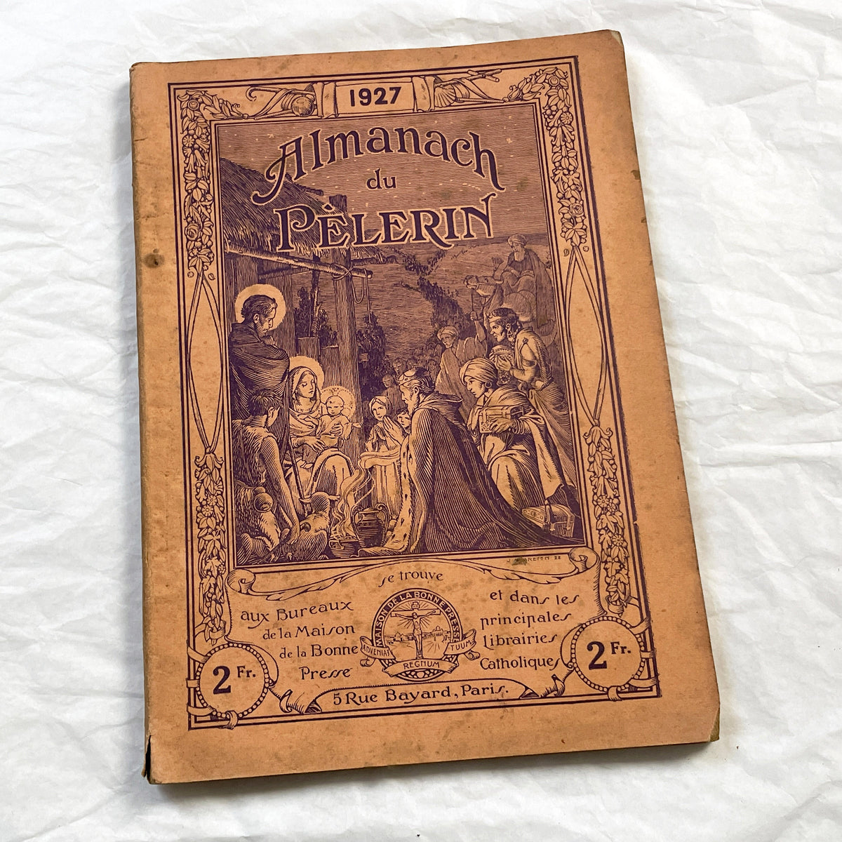 1920s - Vintage French Catholic Almanach du Pelerin 1927 - Religious Daily Life Illustrated Book - Historical Art Document