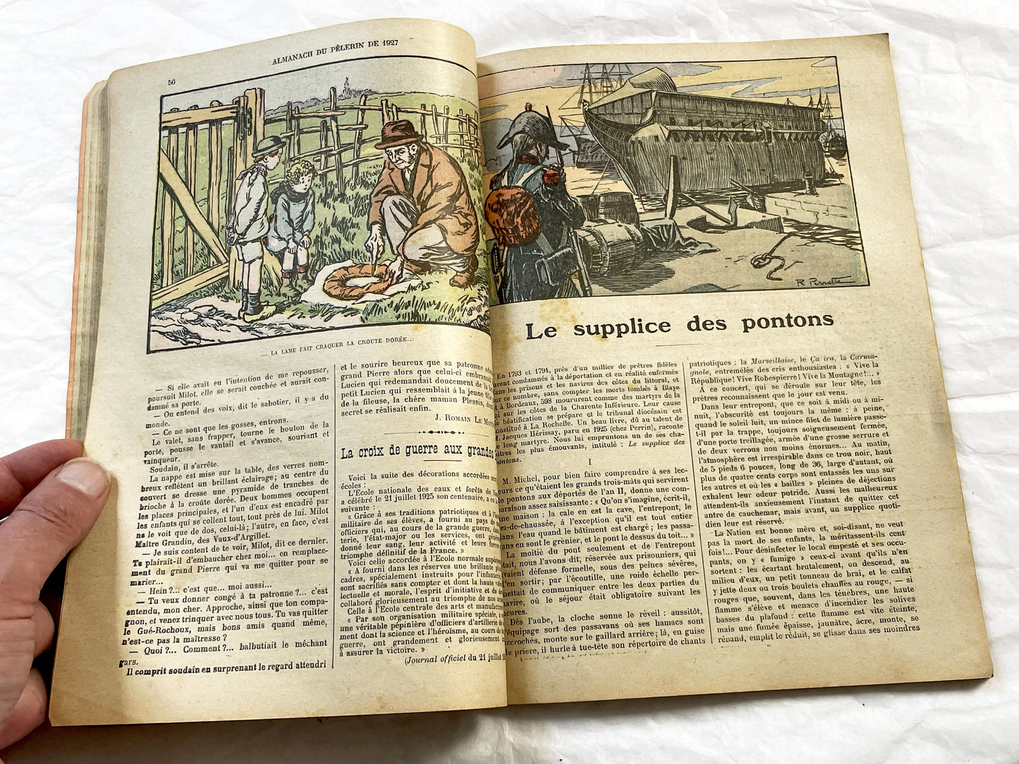 1920s - Vintage French Catholic Almanach du Pelerin 1927 - Religious Daily Life Illustrated Book - Historical Art Document