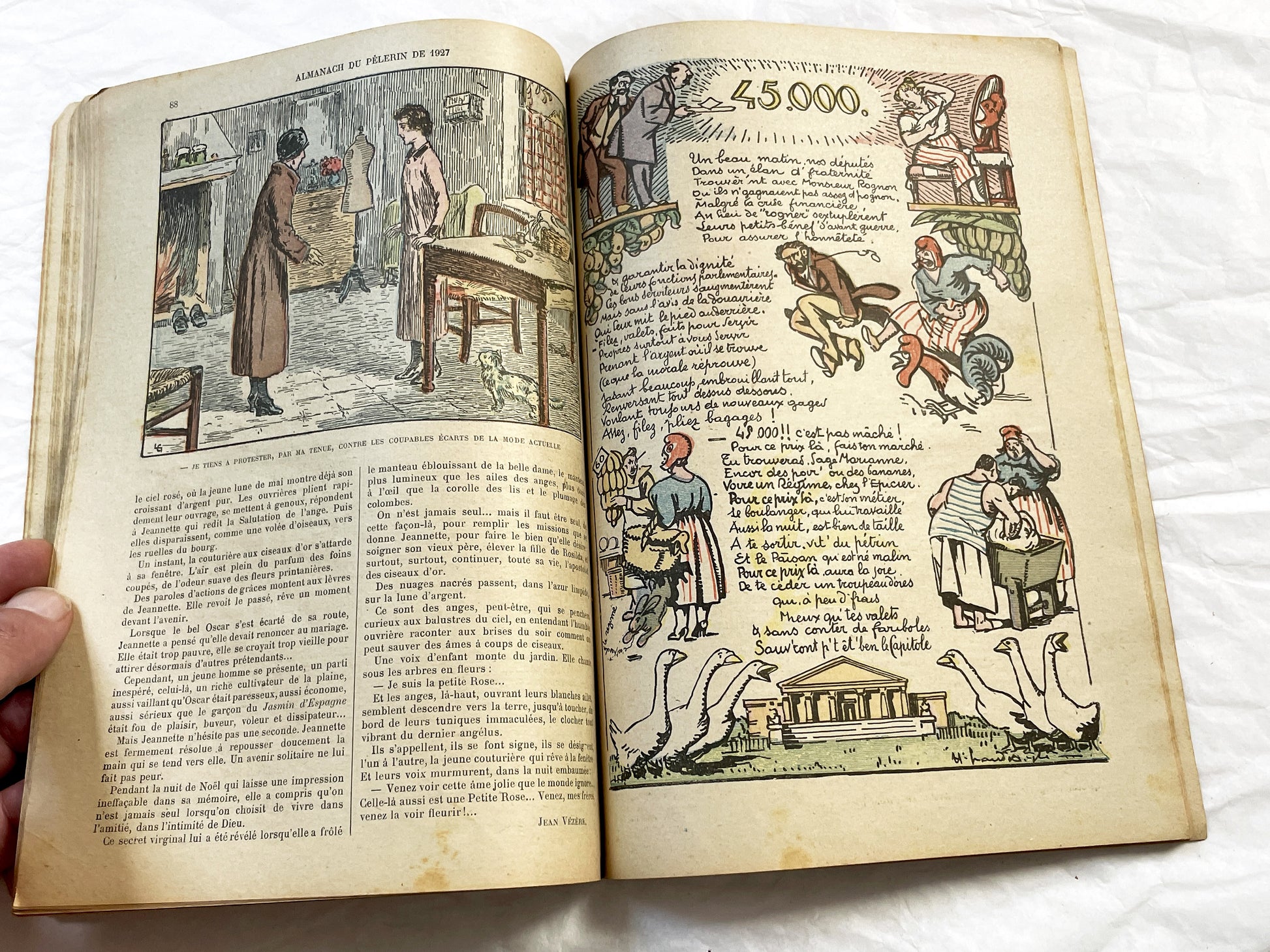 1920s - Vintage French Catholic Almanach du Pelerin 1927 - Religious Daily Life Illustrated Book - Historical Art Document