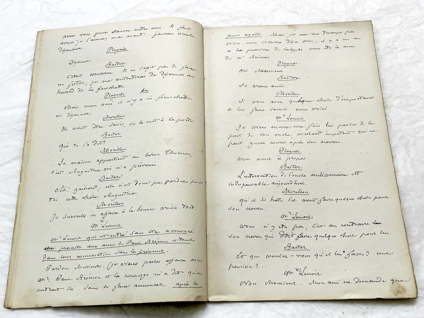 Late 19th - 33-Page French handwritten theater manuscript – Original play with dialogues and author revisionst - Vintage Handwritten Theatre