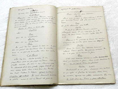 Late 19th - 33-Page French handwritten theater manuscript – Original play with dialogues and author revisionst - Vintage Handwritten Theatre