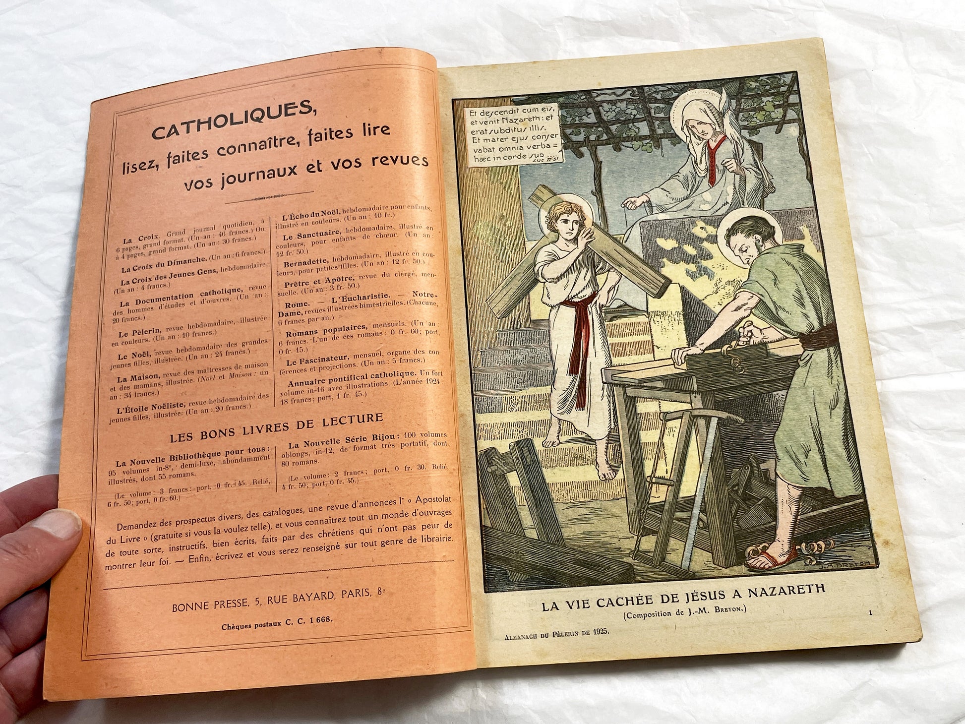 1920s - Rare 1925 French Catholic Almanac - Illustrated Religious Vintage Book - La Bonne Presse Publishing Ephemera - Historical Document