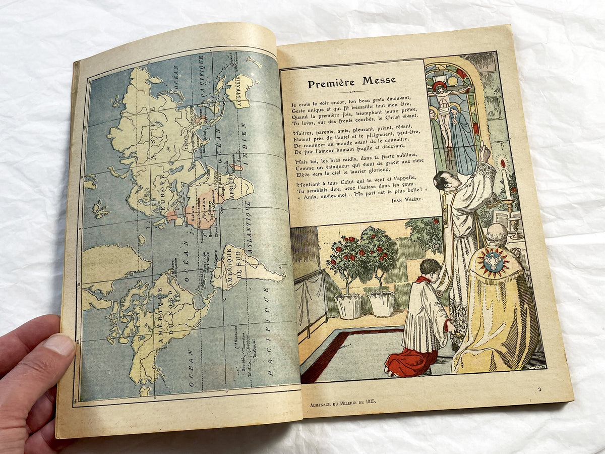 1920s - Rare 1925 French Catholic Almanac - Illustrated Religious Vintage Book - La Bonne Presse Publishing Ephemera - Historical Document
