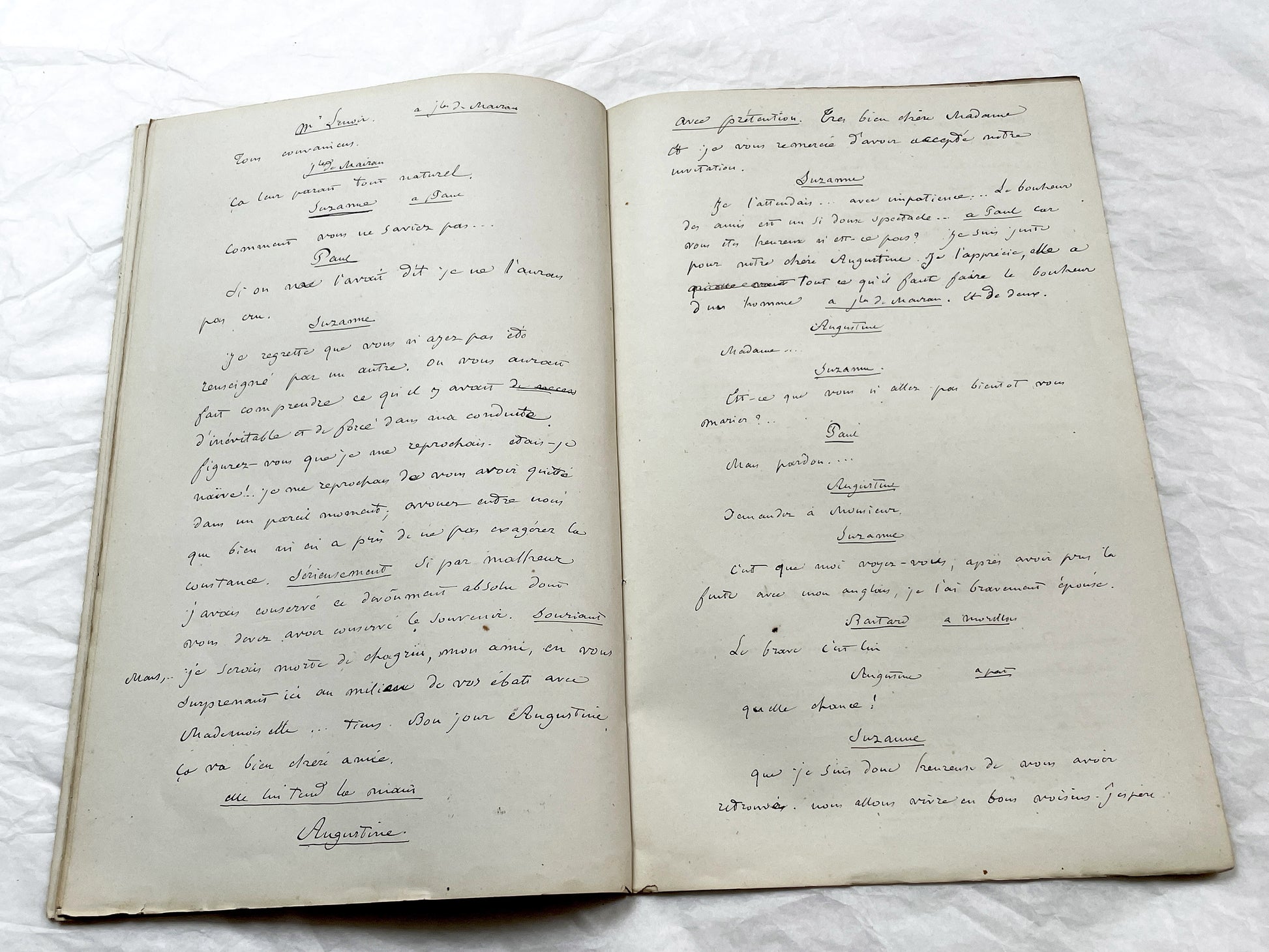 Late 19th - 24-Page French handwritten theater manuscript – Original play with dialogues and author revisionst - Vintage Handwritten Theatre