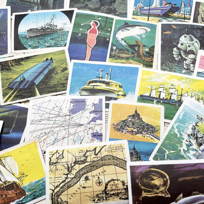 1950s - 23 Vintage Collector Cards - JOcean Exploration - Marine Life - Submarines - Future Technology - Educational Set from Belgium France
