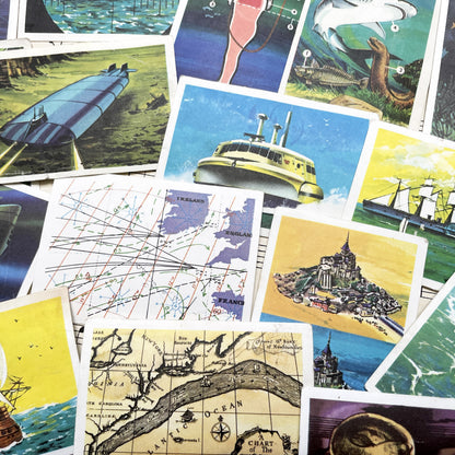 1950s - 23 Vintage Collector Cards - JOcean Exploration - Marine Life - Submarines - Future Technology - Educational Set from Belgium France