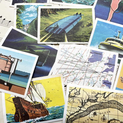 1950s - 23 Vintage Collector Cards - JOcean Exploration - Marine Life - Submarines - Future Technology - Educational Set from Belgium France