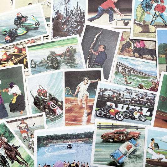 1960s - 21 Vintage Sports Collector Cards - French & Dutch Unusual Sports Chromos - Diverse Athletic Activities Collection