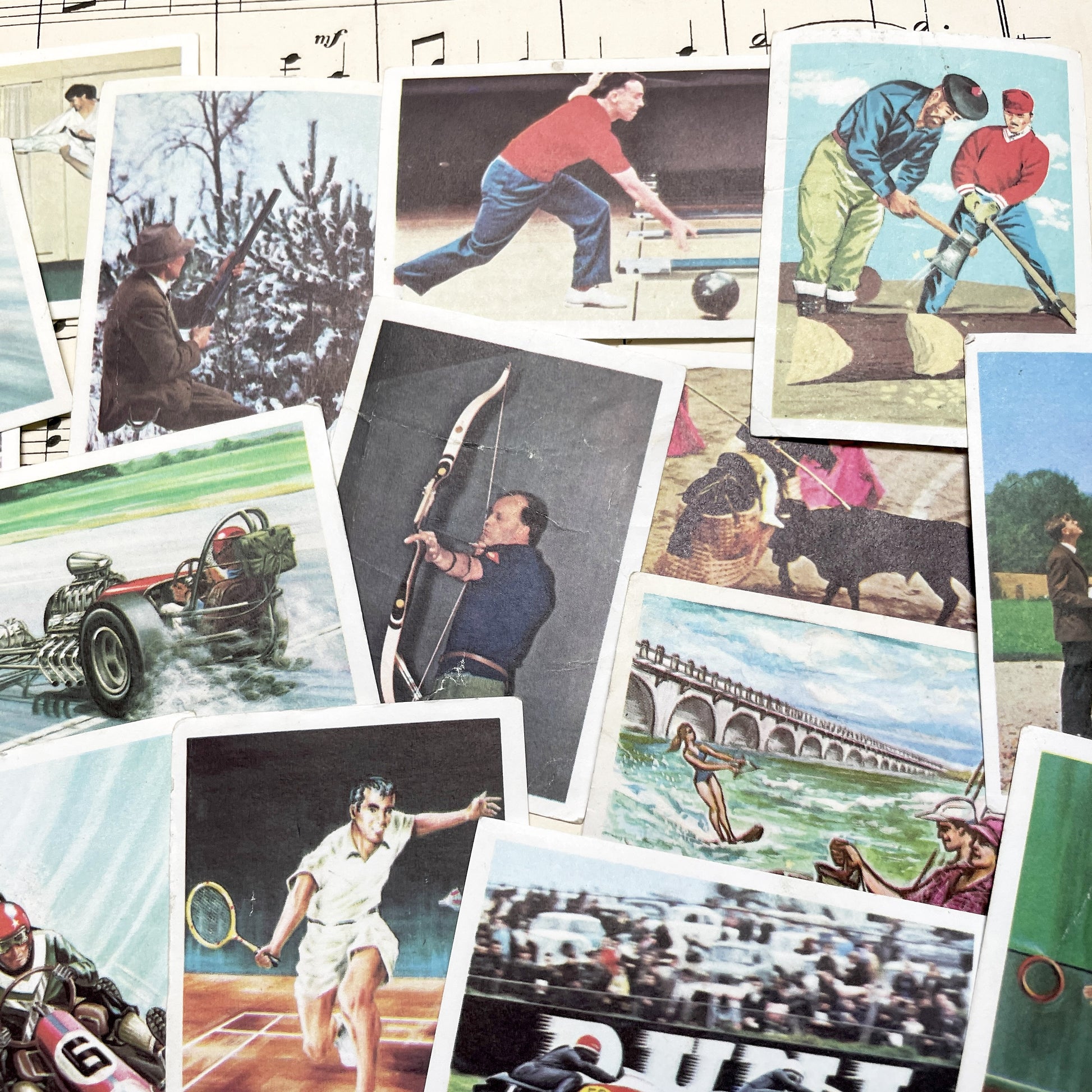 1960s - 21 Vintage Sports Collector Cards - French & Dutch Unusual Sports Chromos - Diverse Athletic Activities Collection