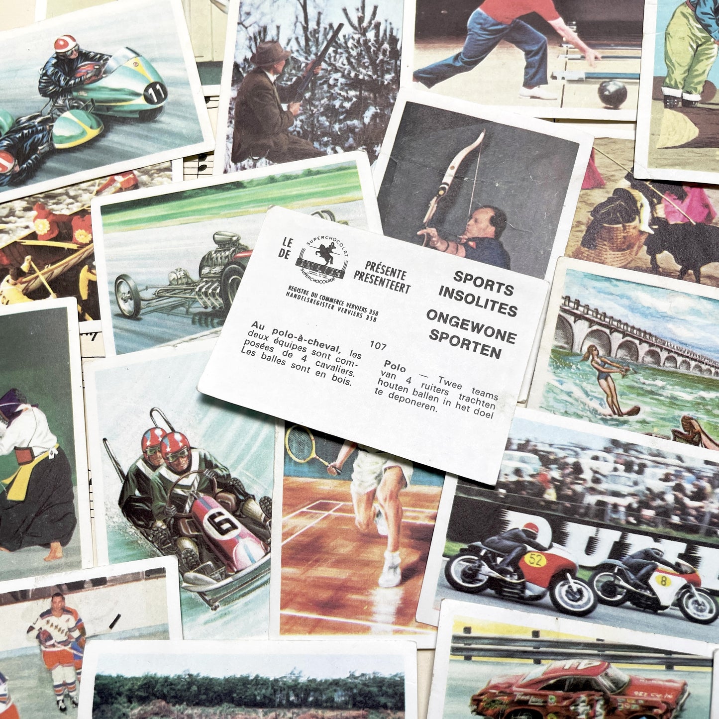 1960s - 21 Vintage Sports Collector Cards - French & Dutch Unusual Sports Chromos - Diverse Athletic Activities Collection