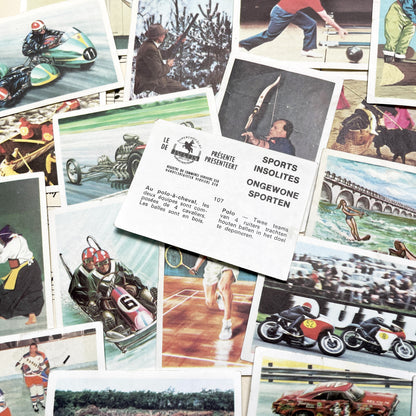 1960s - 21 Vintage Sports Collector Cards - French & Dutch Unusual Sports Chromos - Diverse Athletic Activities Collection